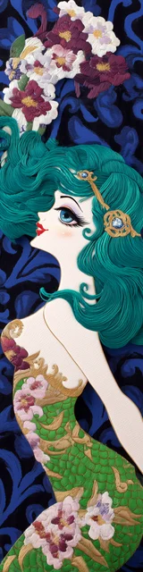 Free mermaid bookmark showing a green and blue mermaid